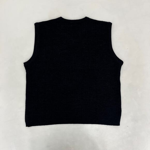 Van Heusen Mens L Pullover Knit Sweater Vest‎ Black V-Neck Sleeveless Outdoor - Picture 4 of 6